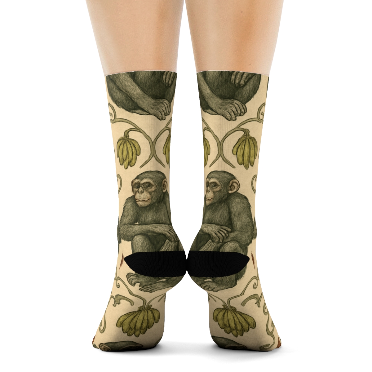 Vintage Jungle Tile Ape Study premium sports crew socks