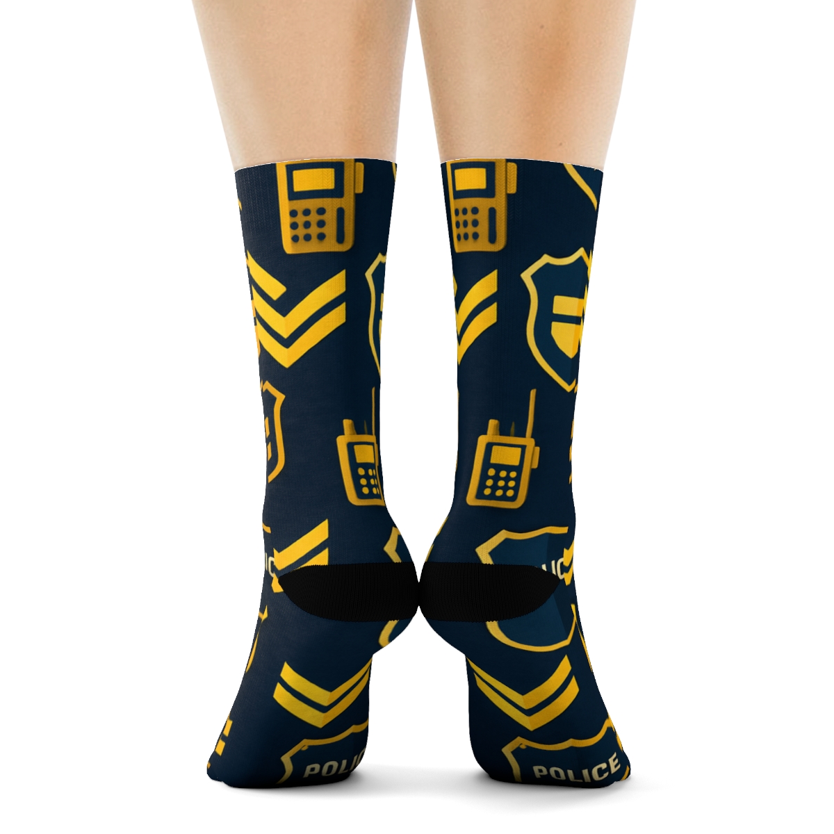 Midnight Grid Of Police Officer Insignia stylish athletic crew socks