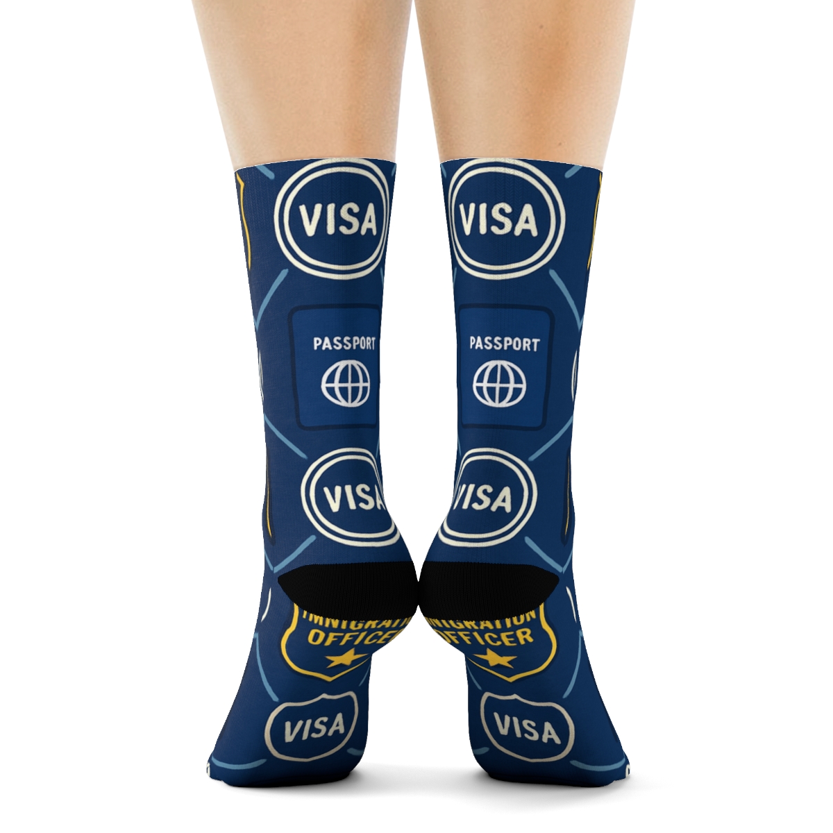 Cosmic Immigration Officer Grid Of Visa Stars comfortable cotton crew socks