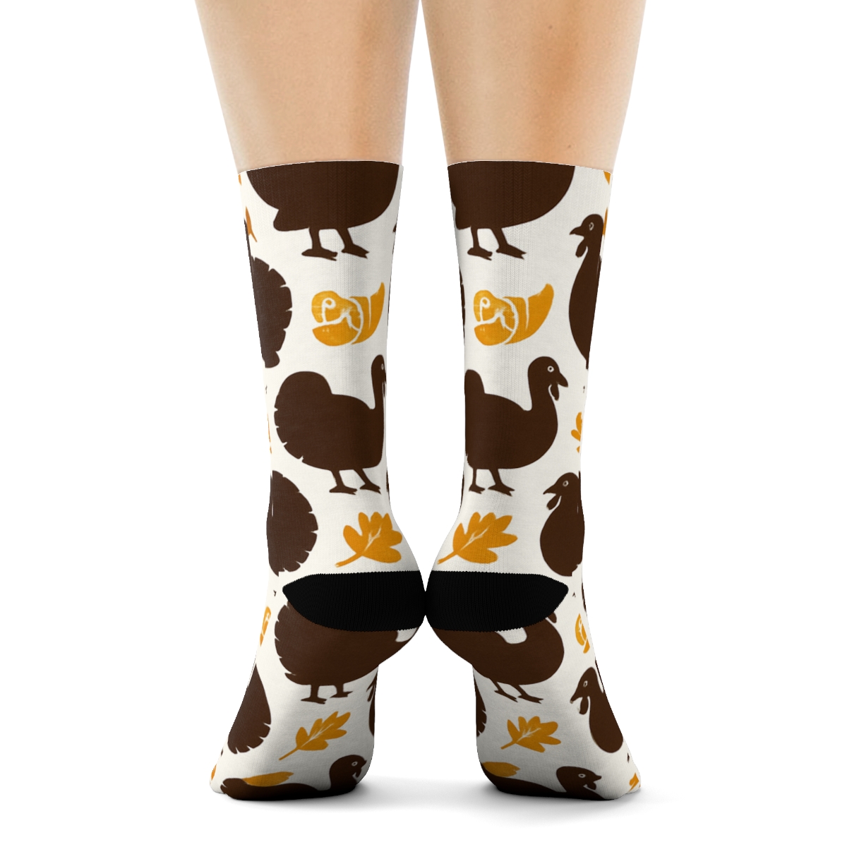 Modern Minimalist Turkey Silhouette Grid personalized crew socks