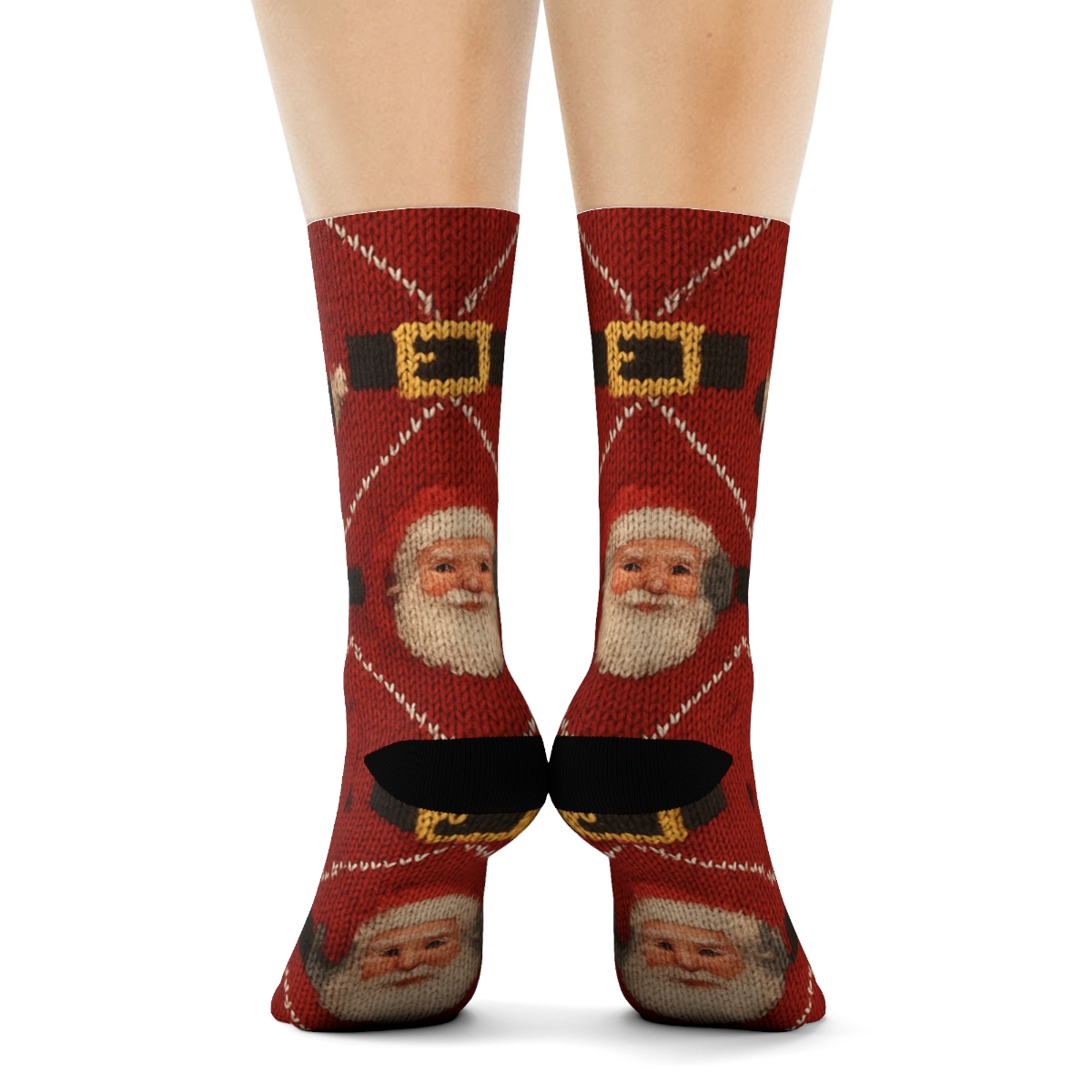 Knitted Santa Suit Tessellation trendy patterned crew socks