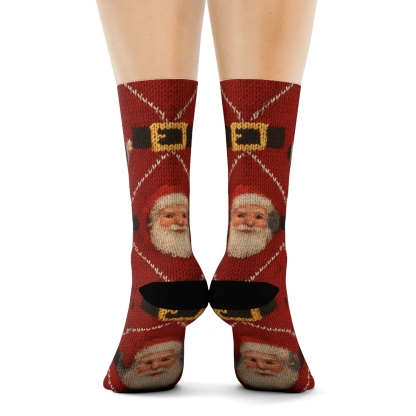 Knitted Santa Suit Tessellation trendy patterned crew socks