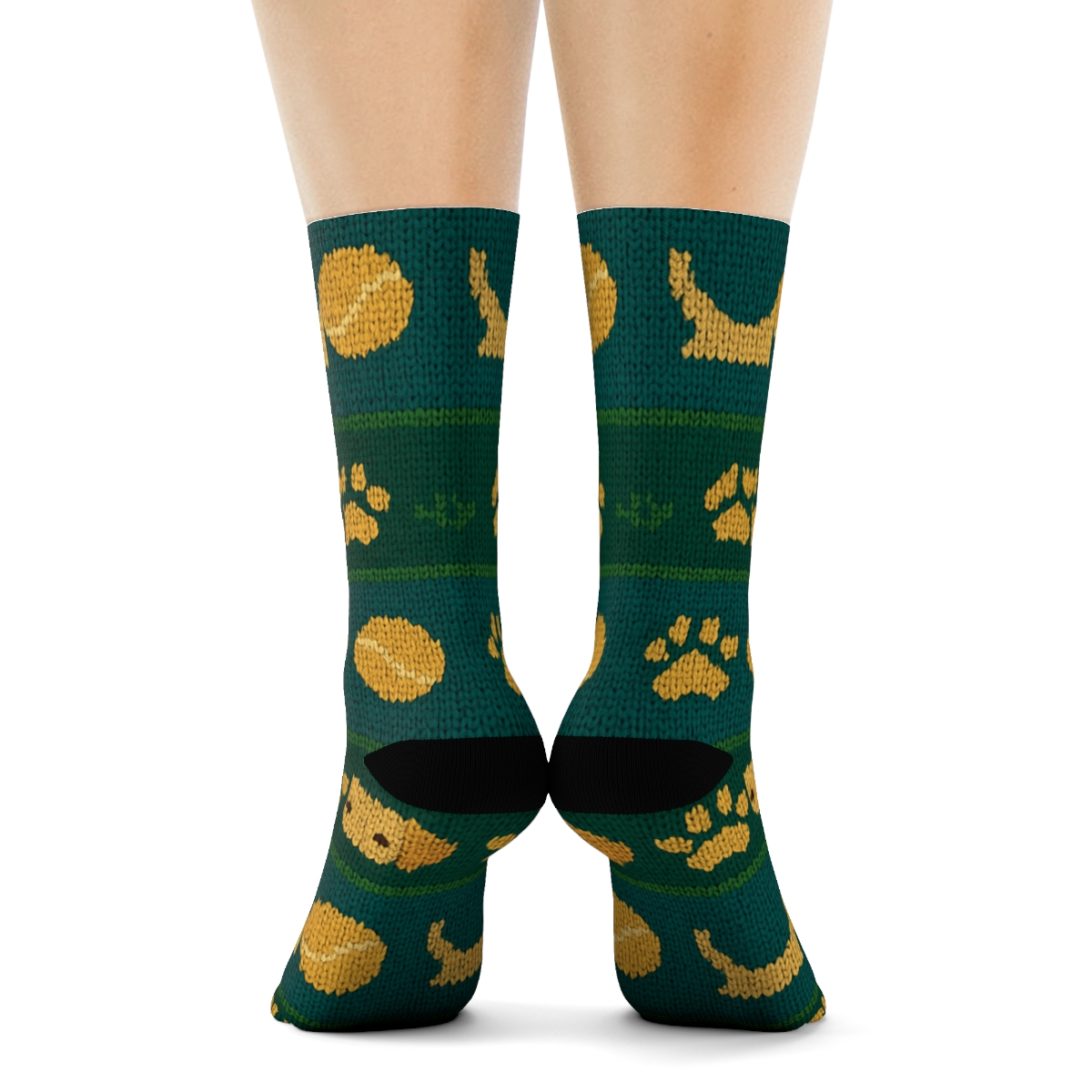 Knitted Labrador Retriever Park Stripe Tapestry soft everyday crew socks