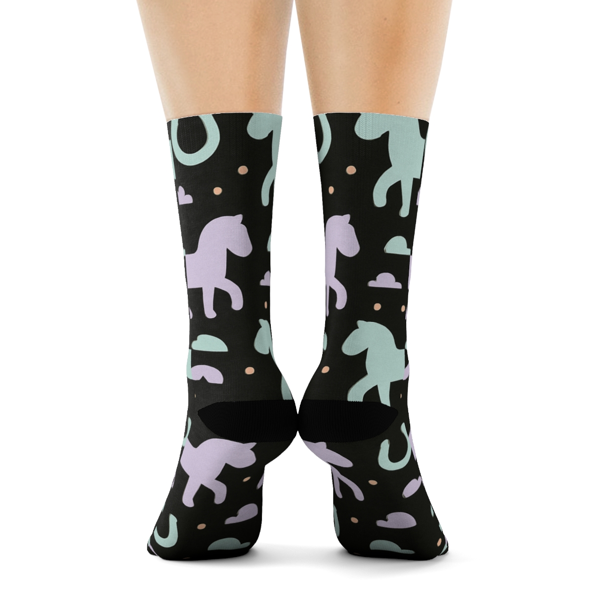 Minimalist Grid With Pony Silhouettes custom crew socks