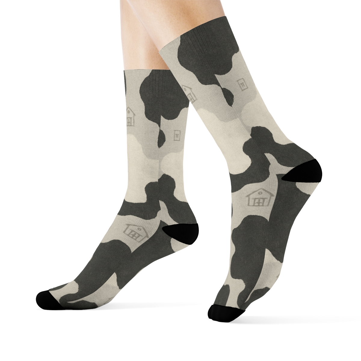 Large Irregular Blotch Panels With Barn Icon Grid premium sports crew socks