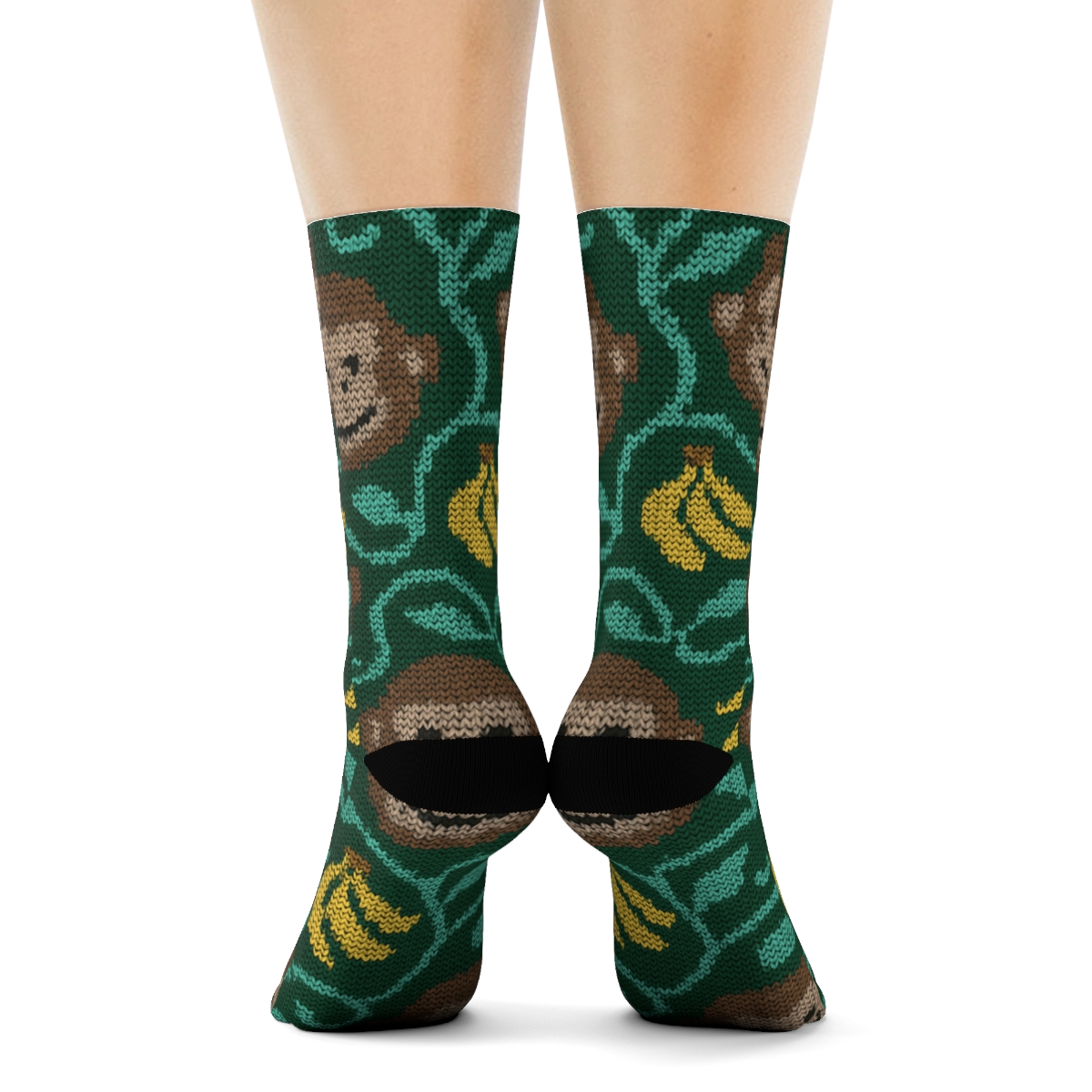Knitted Jungle Tiles Ape Edition personalized crew socks