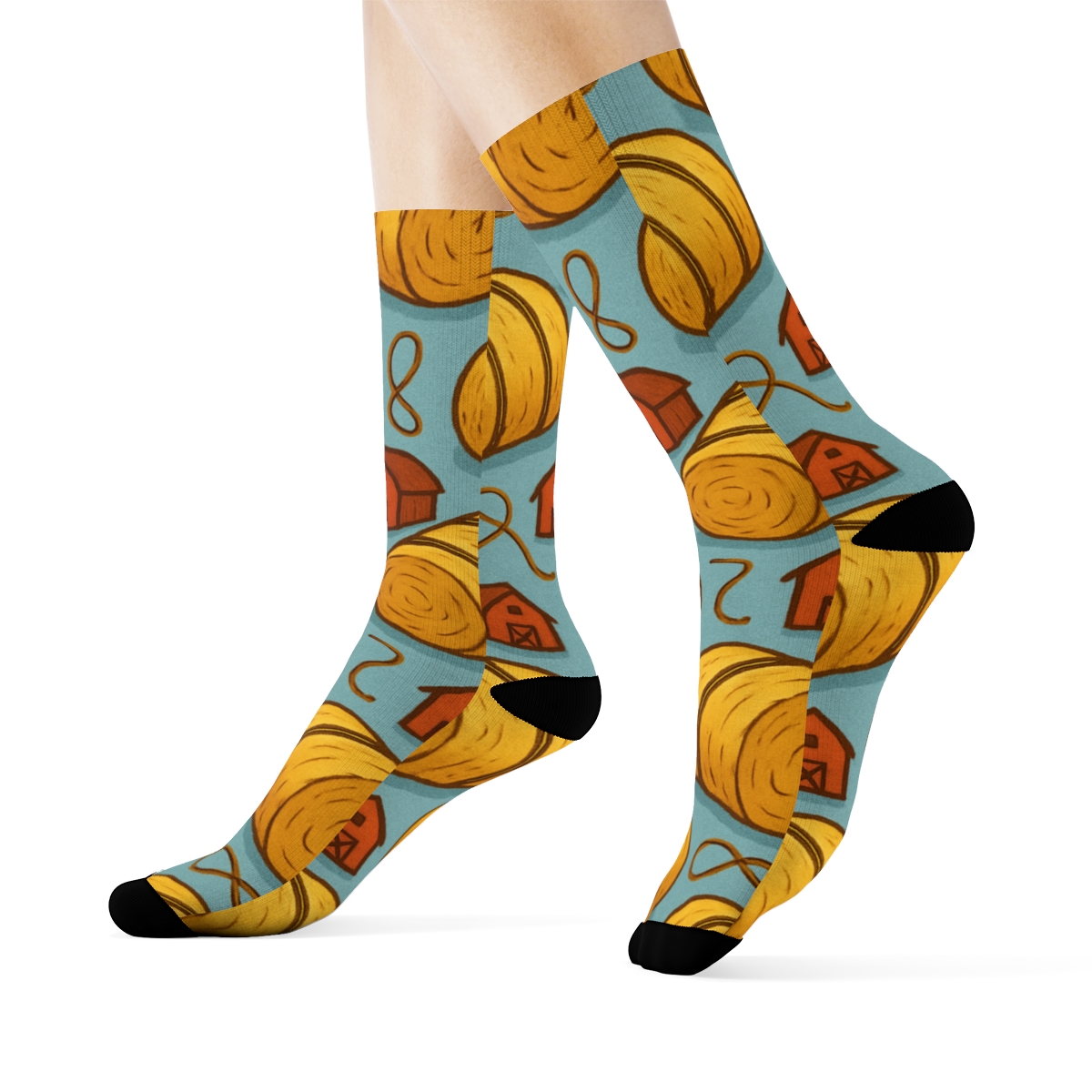 Hay Bale Lattice With Rancher Charm unique graphic crew socks