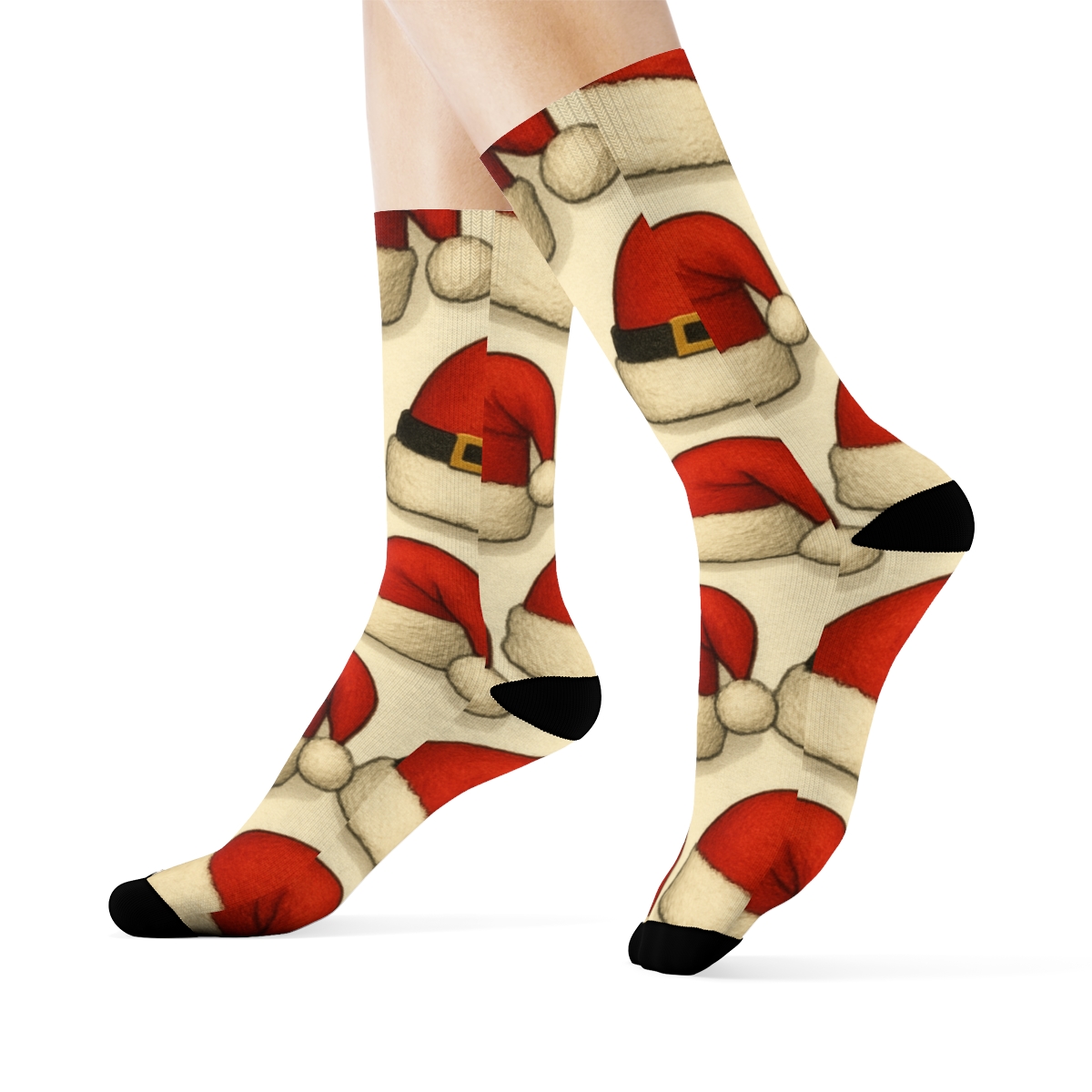 Santa Hat Grid Pattern premium sports crew socks