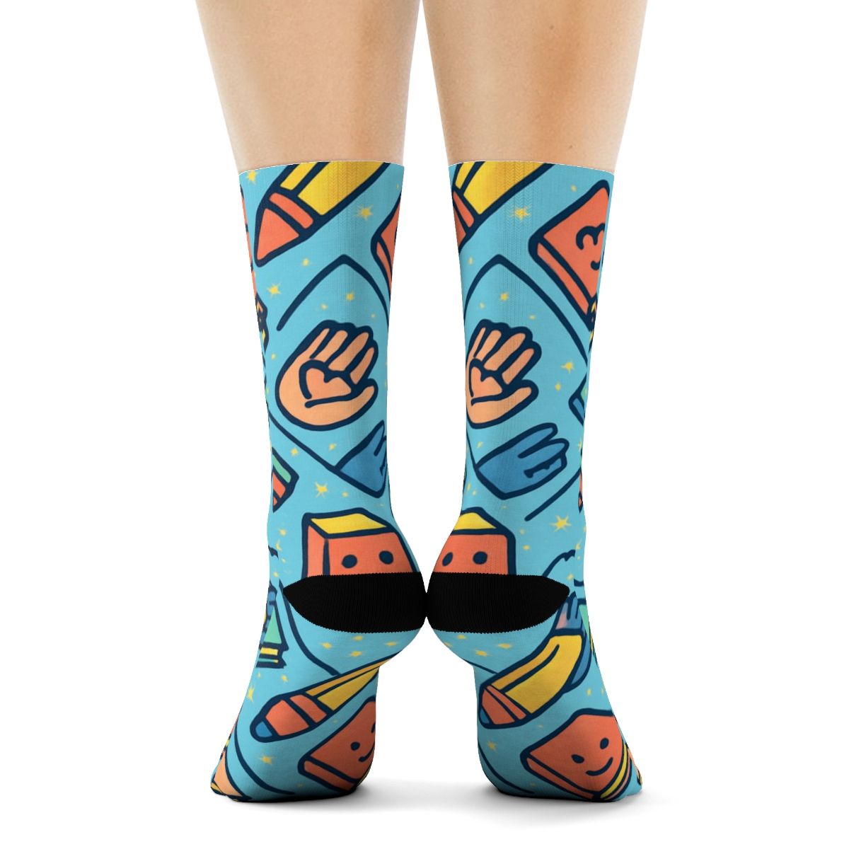 Childcare Worker Crayon Chevron And Storybook Tiles custom crew socks