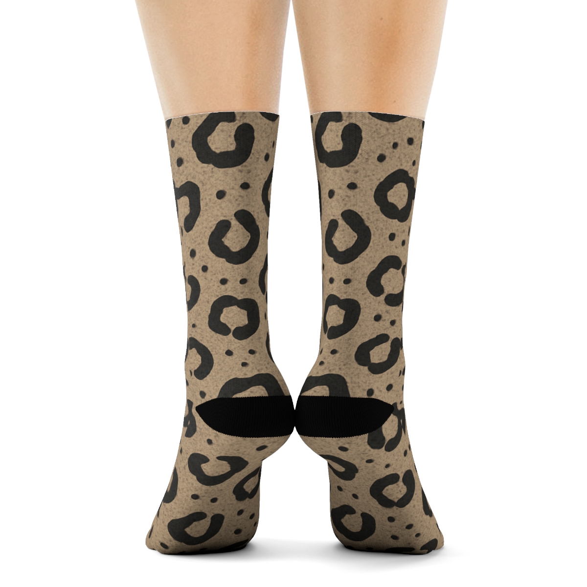 Charcoal Minimal Rosette Stripes On Warm Taupe trendy patterned crew socks