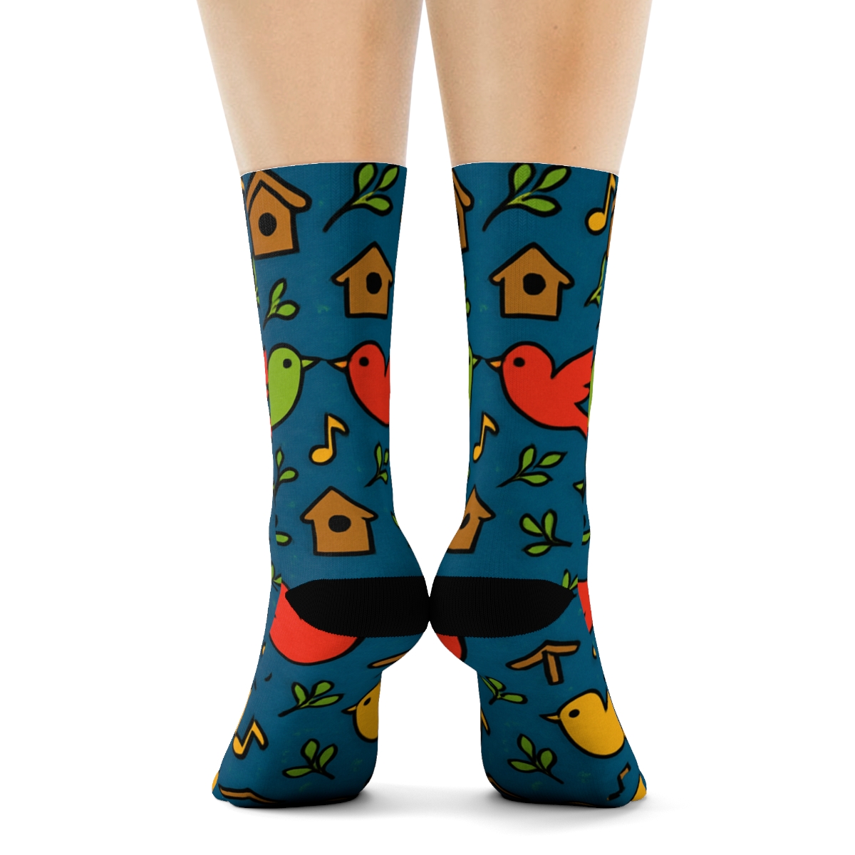 Garden Party With Bird Silhouettes custom crew socks