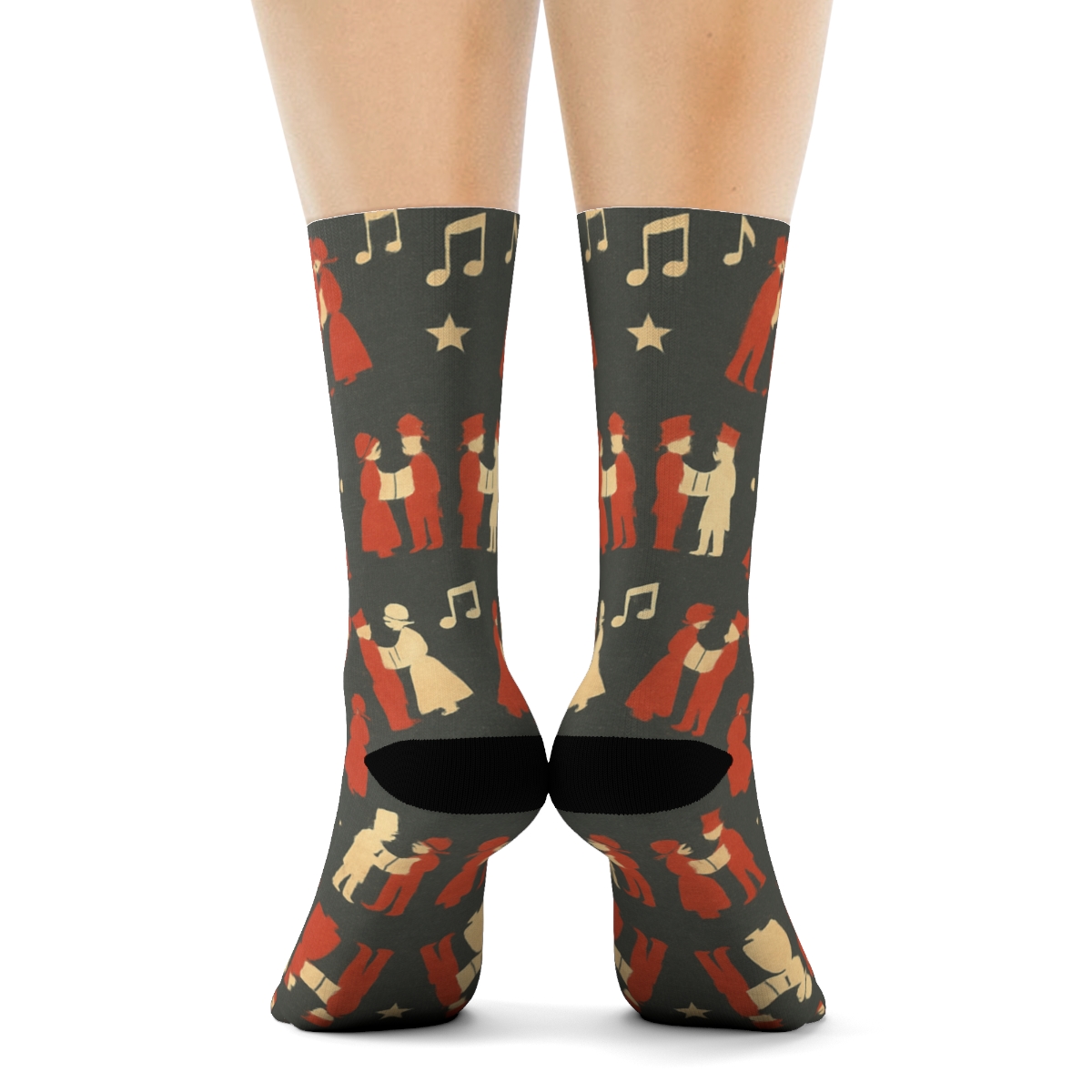 Merry Carolers Ring Holiday personalized crew socks