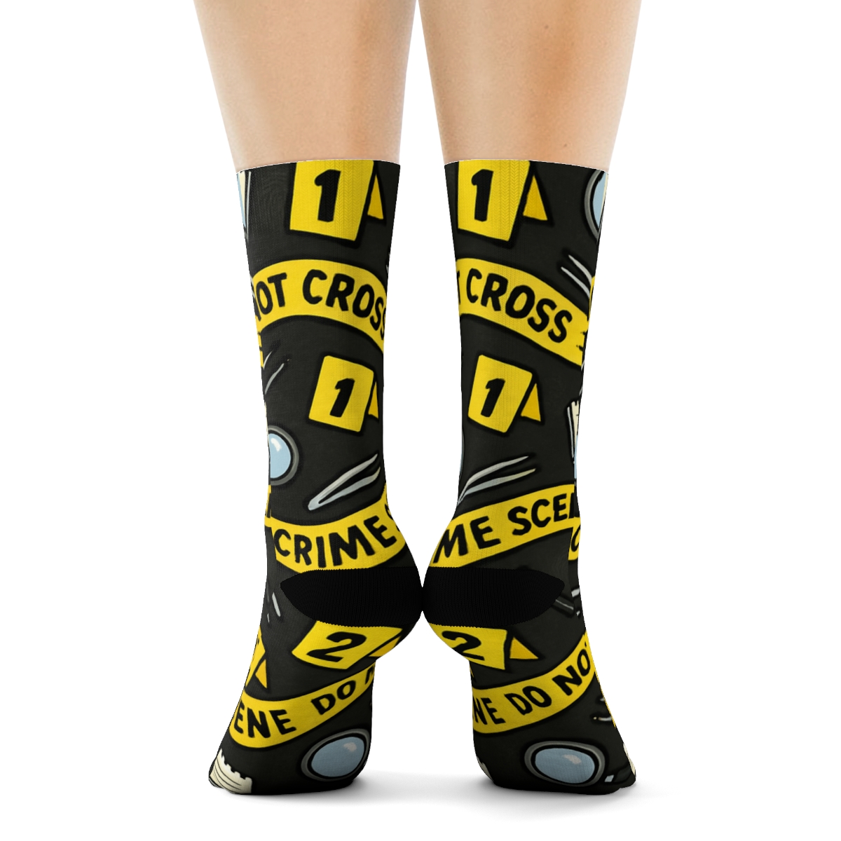 Evidence Tape Wave With Crime Scene Investigator Icons custom crew socks