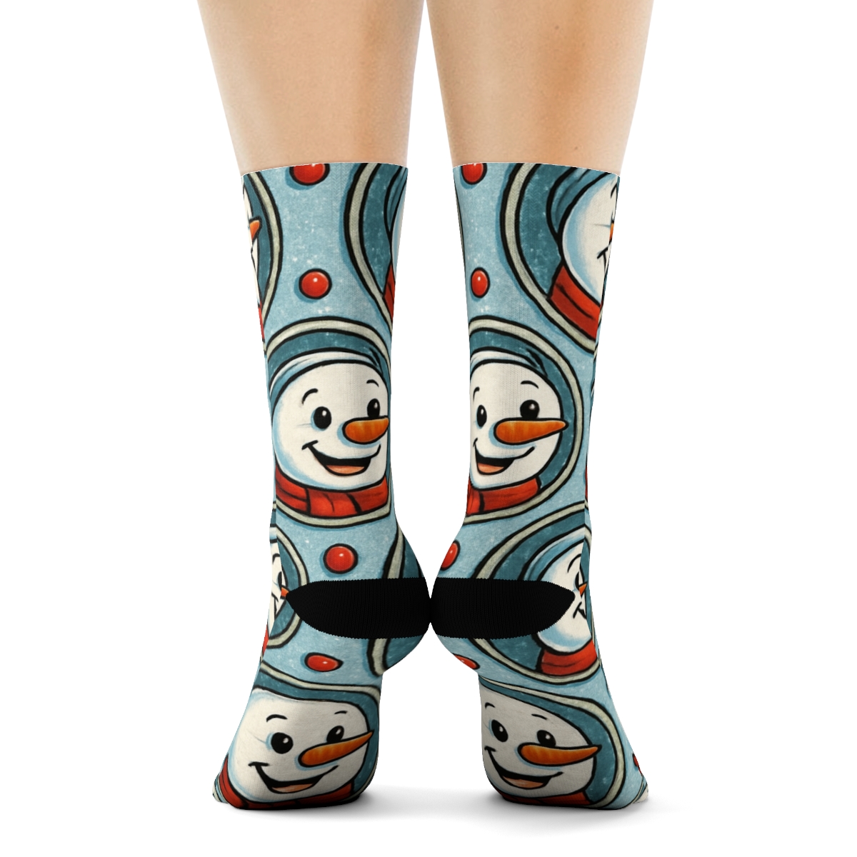 Xmas Snowman Medallions In Radial Repeat soft everyday crew socks