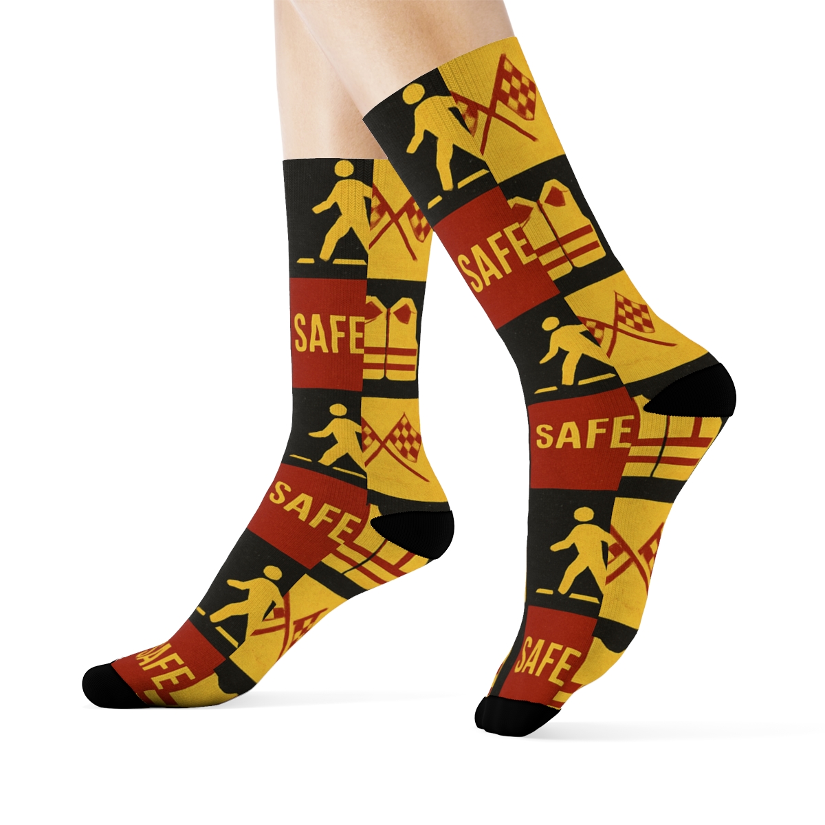Vintage School Zone Crossing Guard Poster Tiles designer printed crew socks