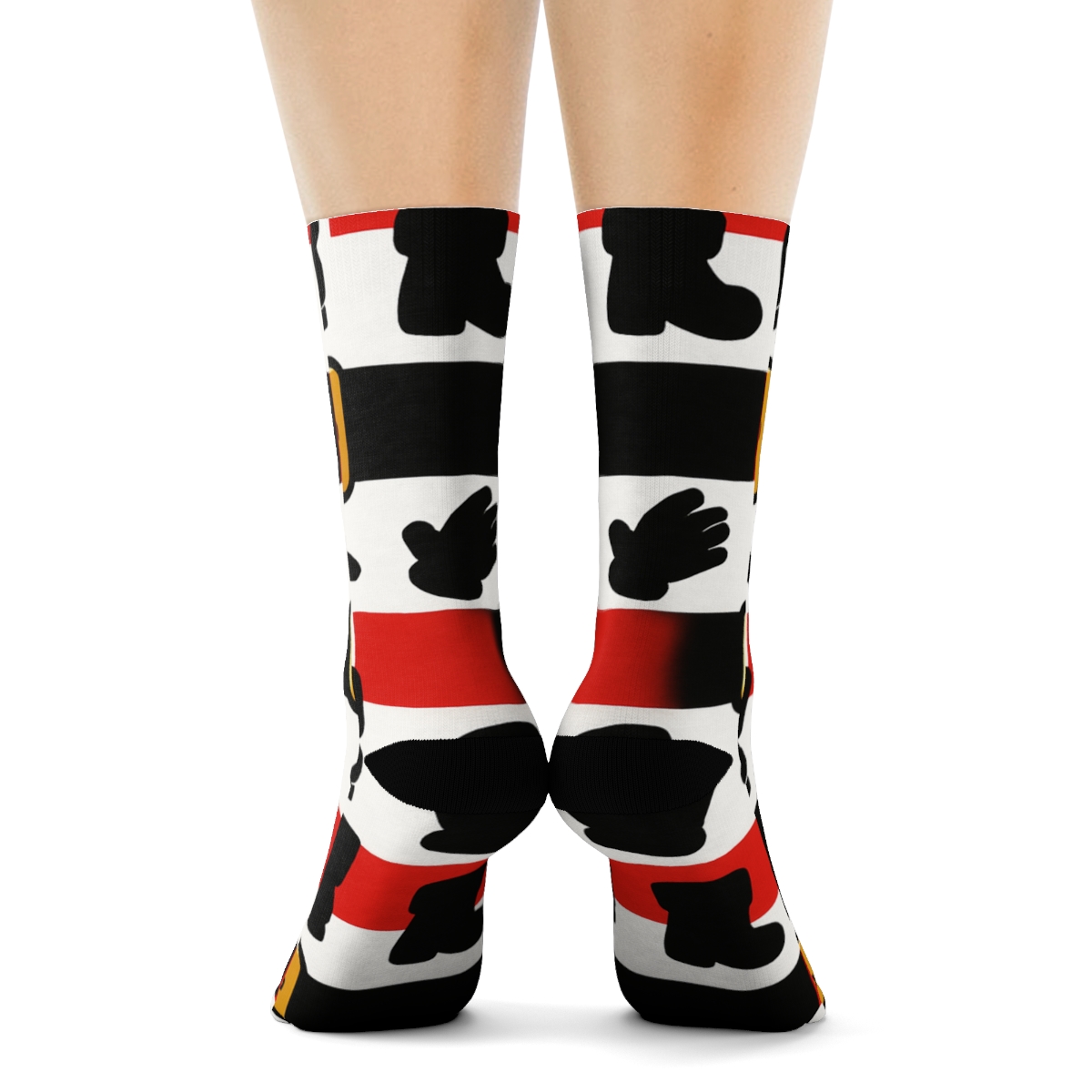 Belt Buckle Border Santa Pattern soft everyday crew socks