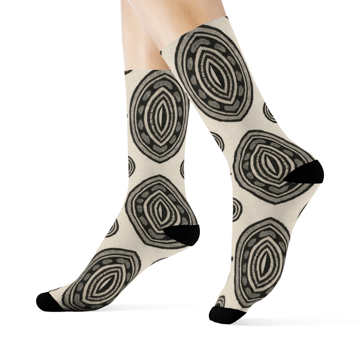 Ivory Ink Mandala Coin Repeat stylish athletic crew socks