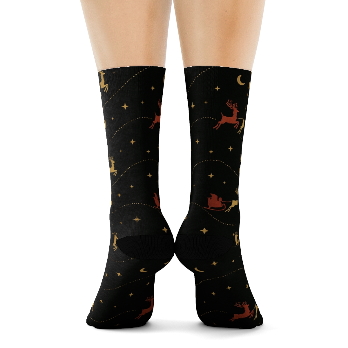 Midnight Sleigh Ride Wave Holiday Pattern stylish athletic crew socks