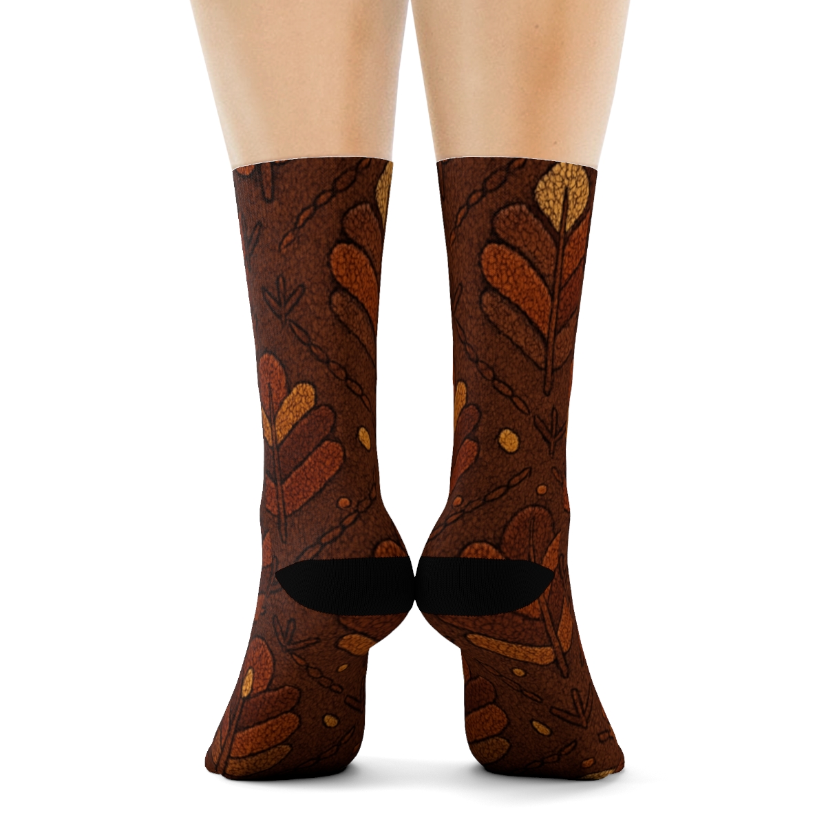 Knitted Illusion Feather Lattice Turkey stylish athletic crew socks