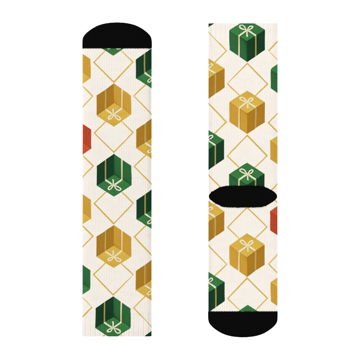 Presents Parade Ribbon Grid custom crew socks