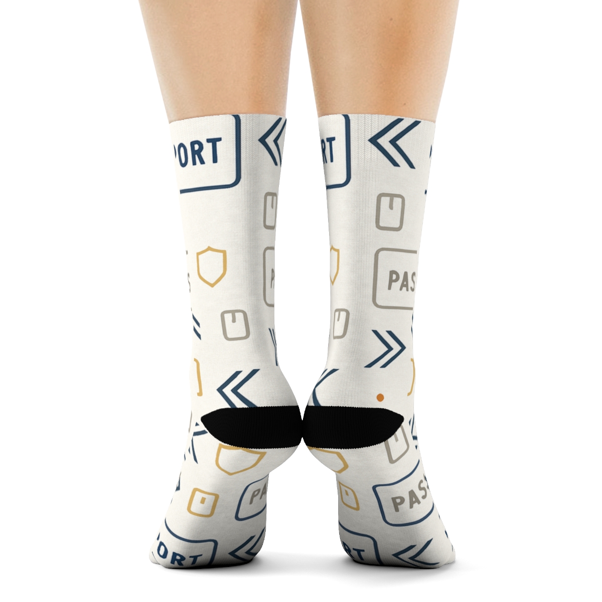 Passport Stamp Chevron With Customs Officer Accents custom crew socks