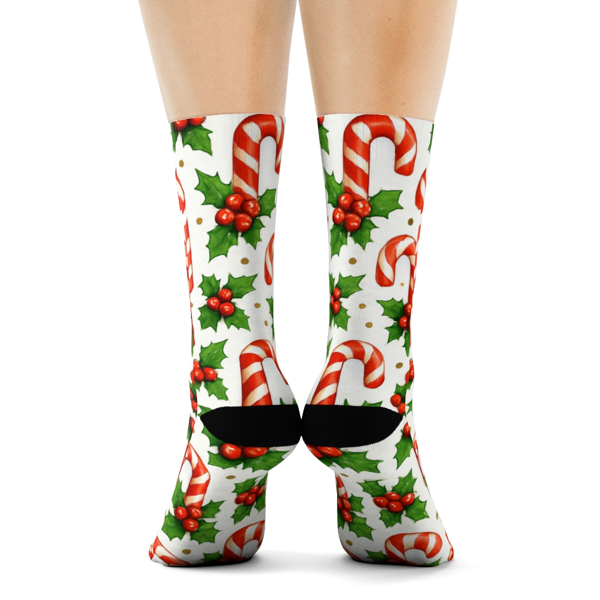 Candy Cane Grid On White Background stylish athletic crew socks