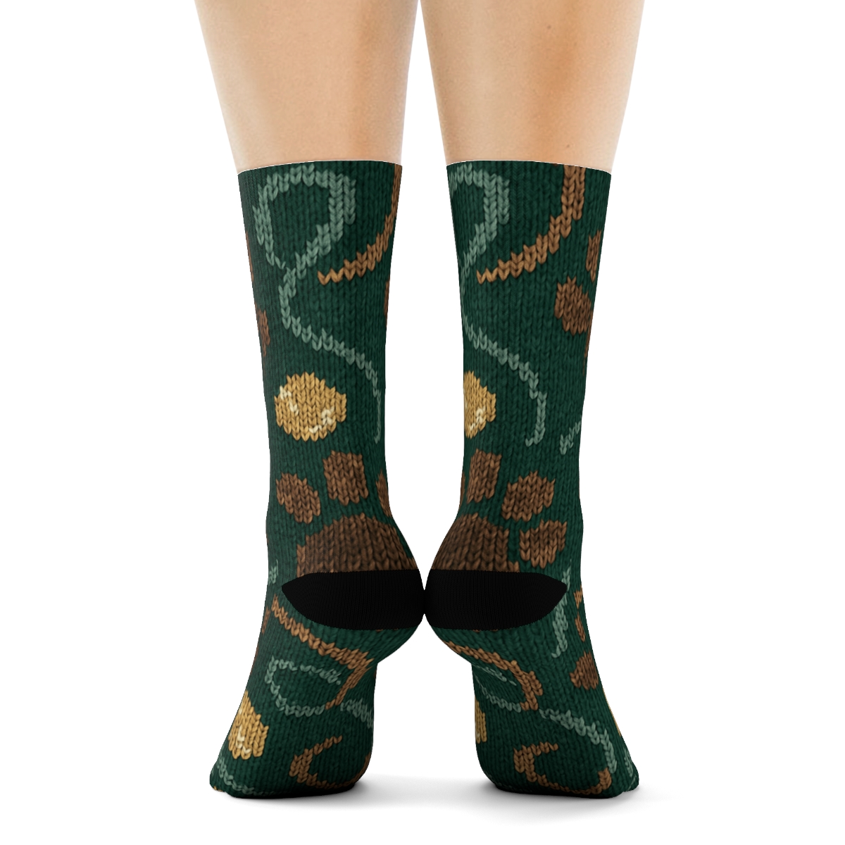 Knitted Illusion Labrador Retriever Paw Chevron soft everyday crew socks