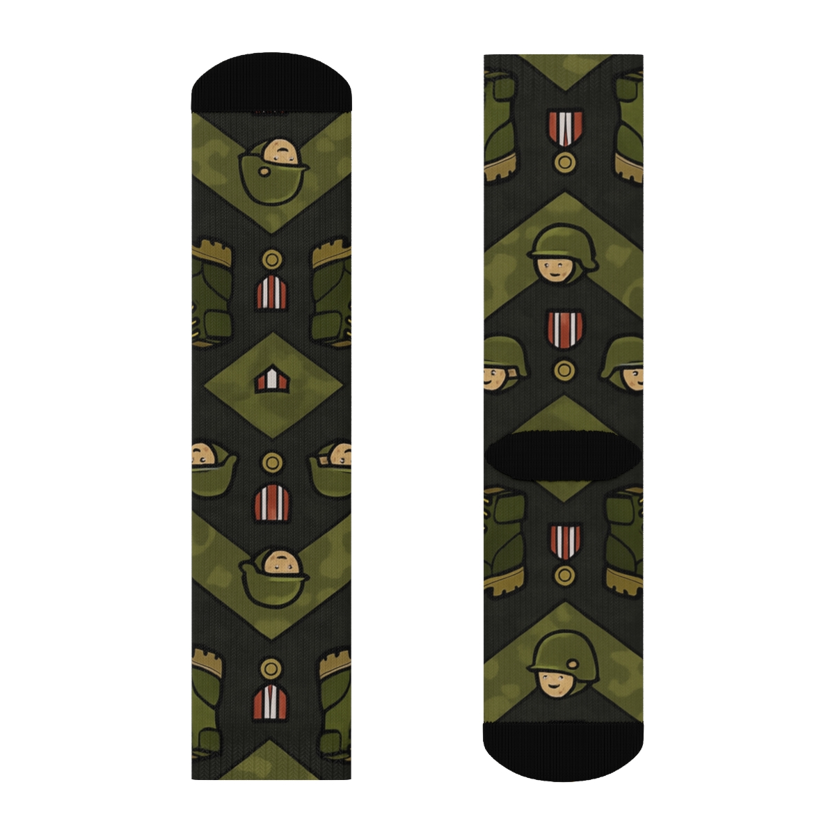Boot Chevron With Soldier Icons comfortable cotton crew socks