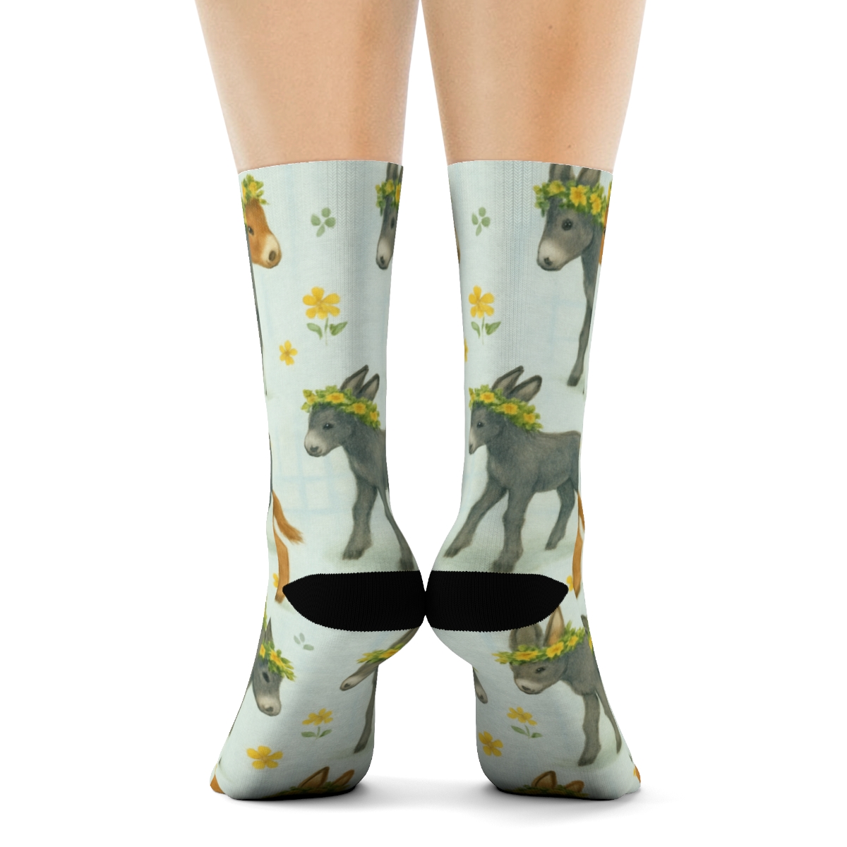 Flower Garland Donkey-Scatter Pasture custom crew socks