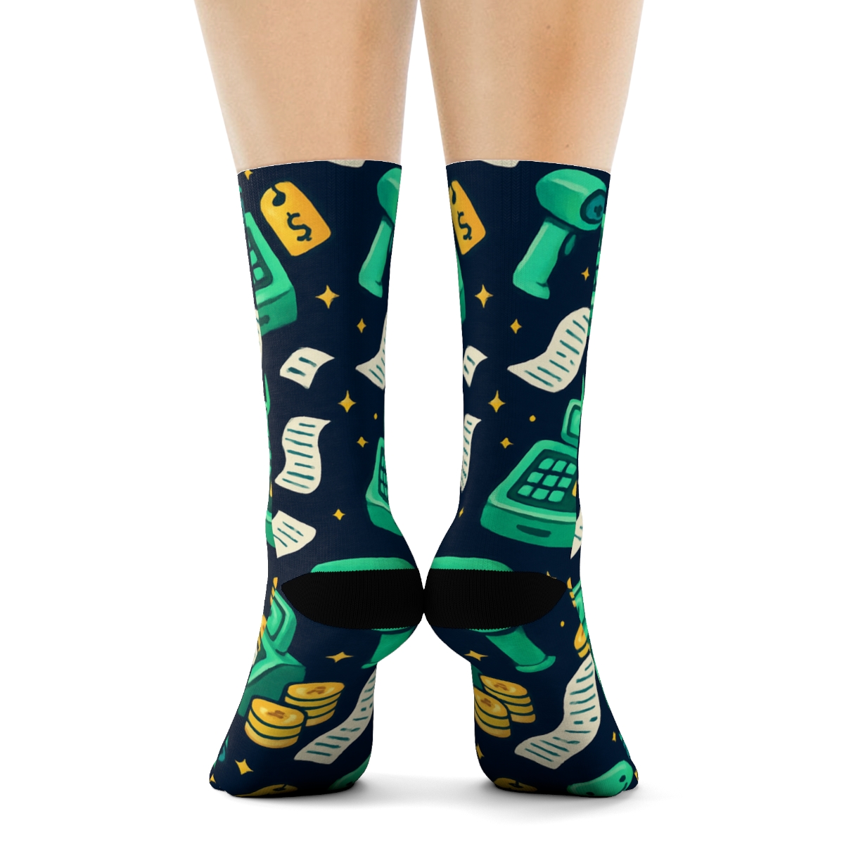 Cashier Checkout Constellation Pattern designer printed crew socks
