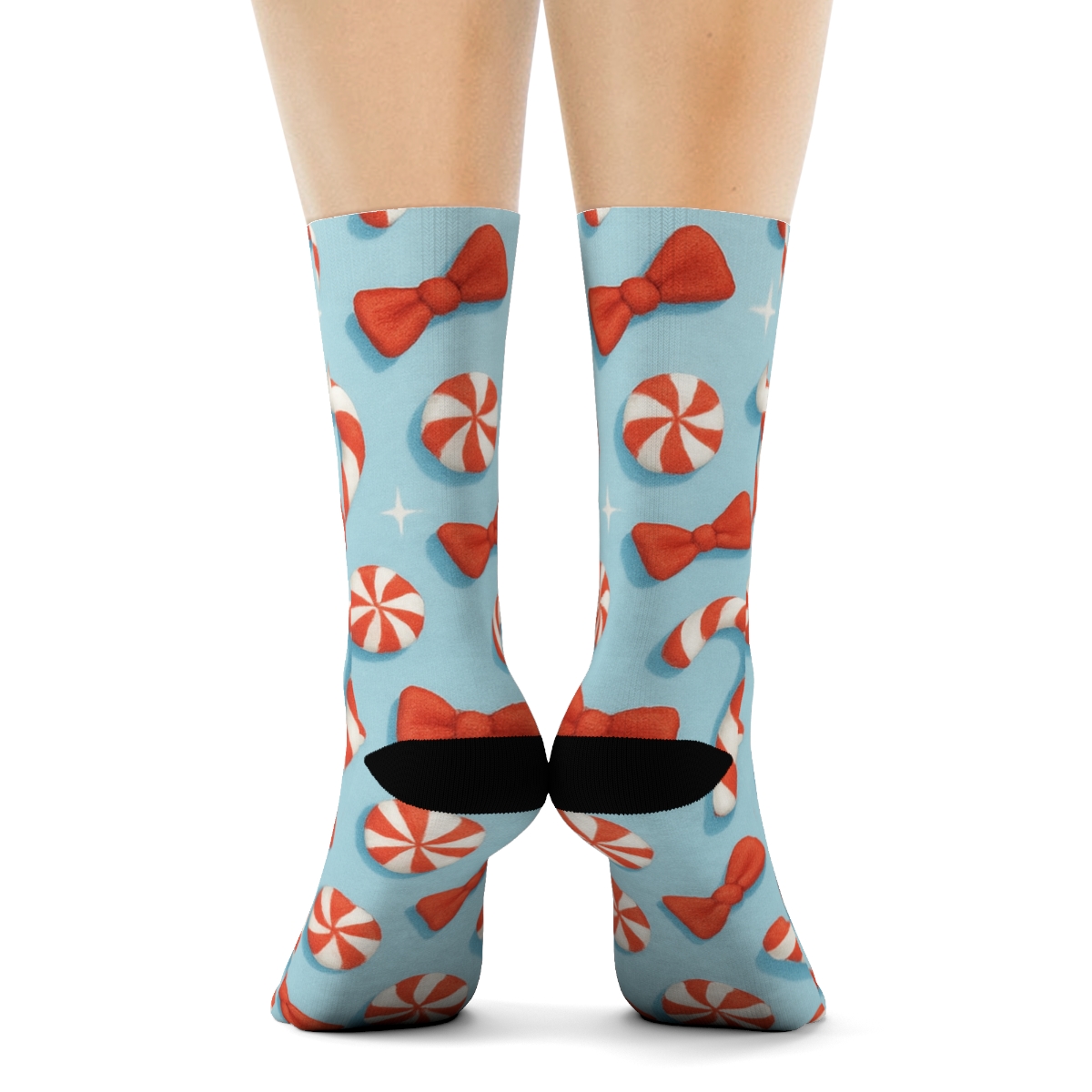 Icy Blue Candy Canes-Scatter Confection premium sports crew socks