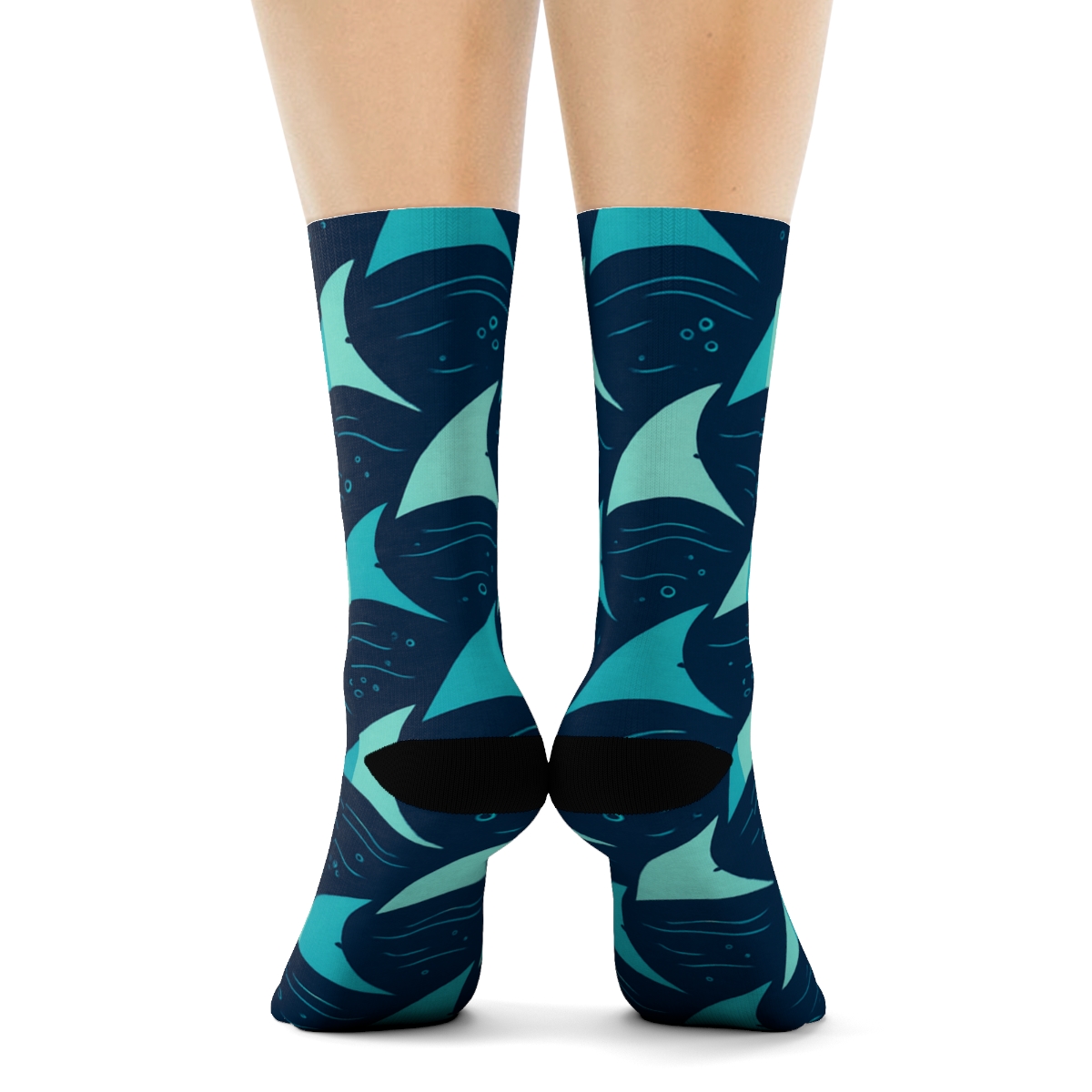 Shark Tide Chevron Waves stylish athletic crew socks