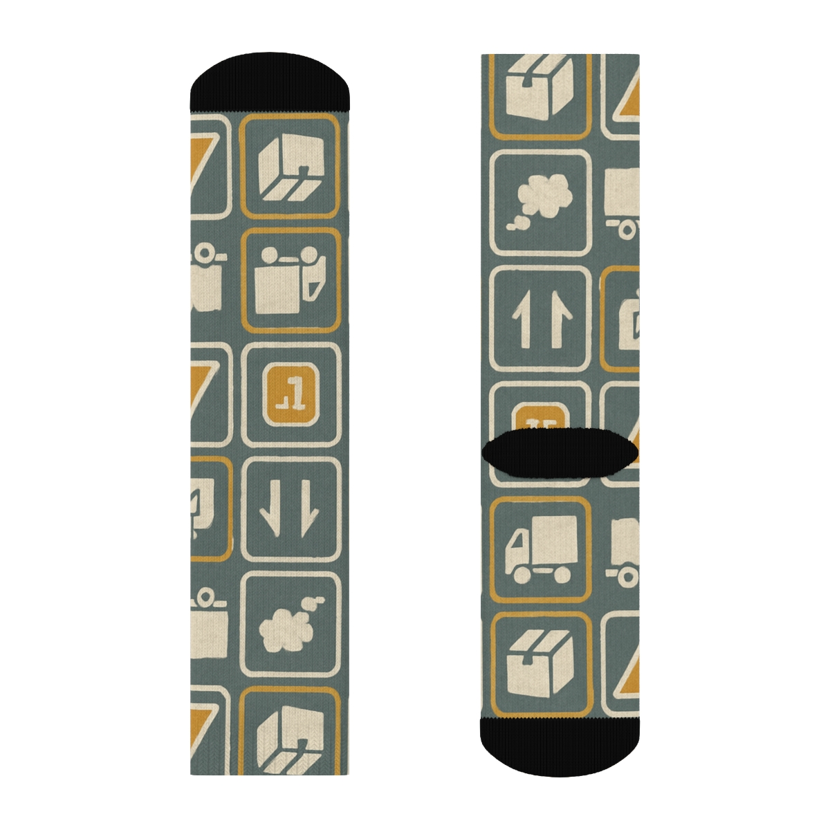 Road Sign Lattice With Truck Driver Cab Icons premium sports crew socks