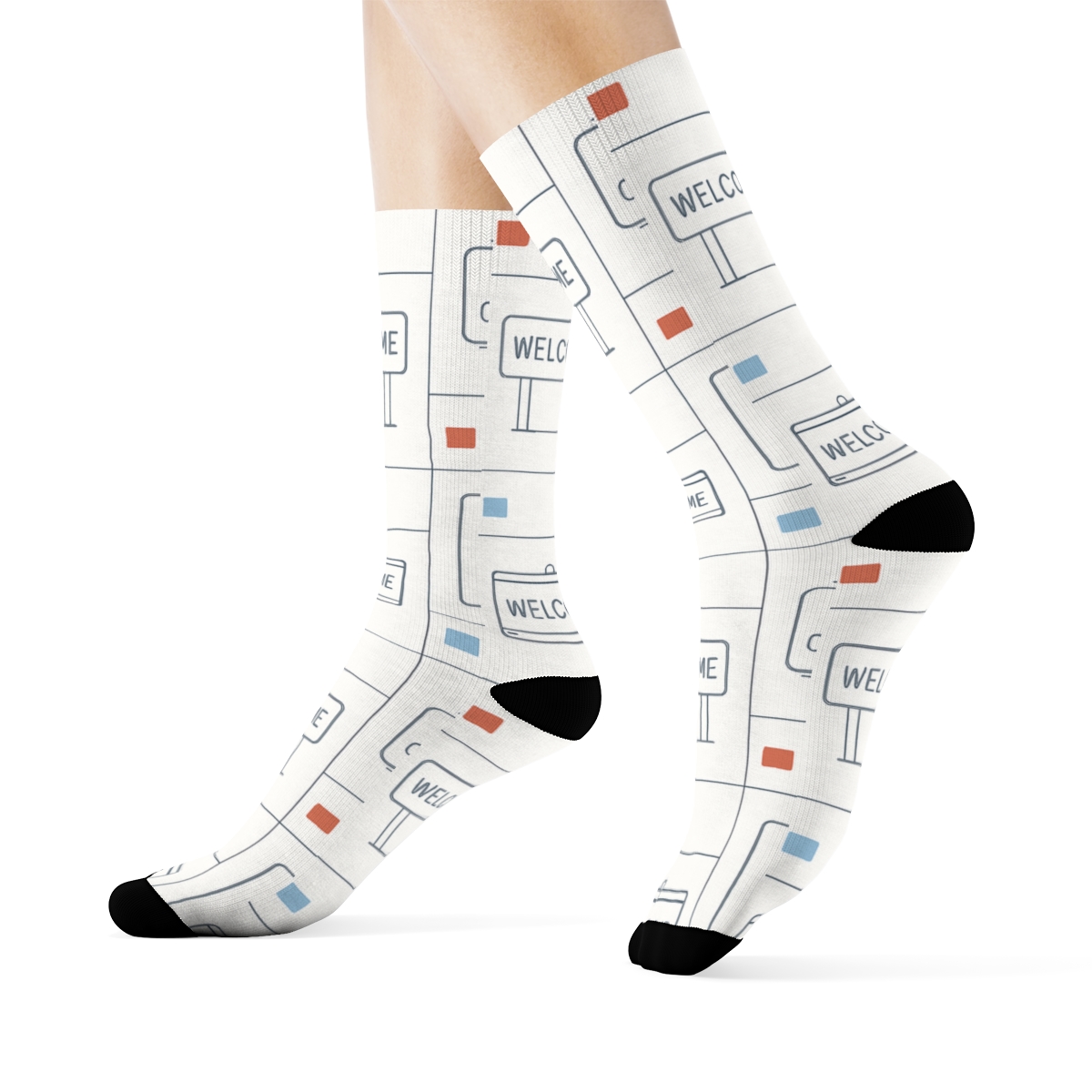 Passport Lattice With Immigration Officer Accents comfortable cotton crew socks