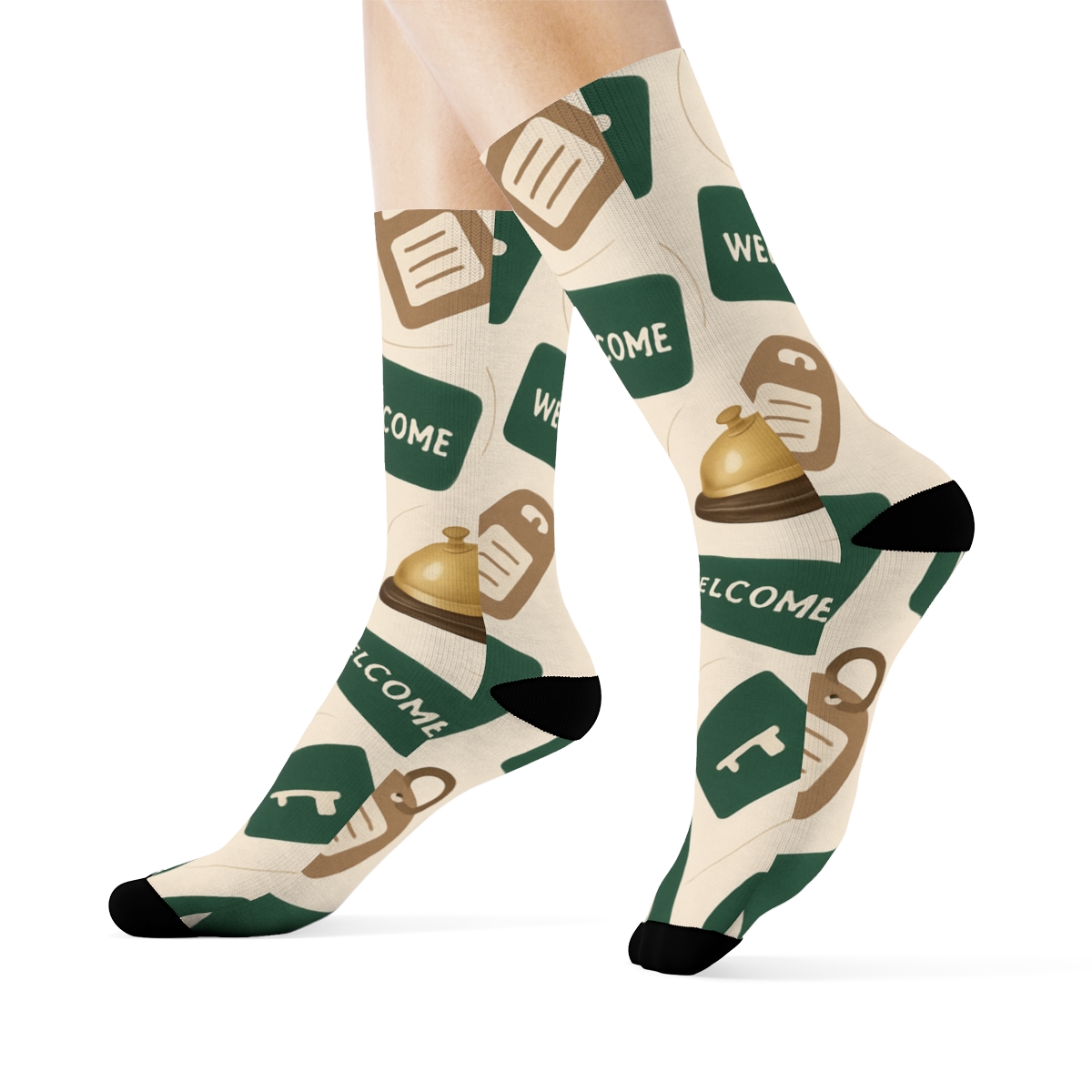 Constellation Of Service Bells Pattern Hotel Receptionist premium sports crew socks