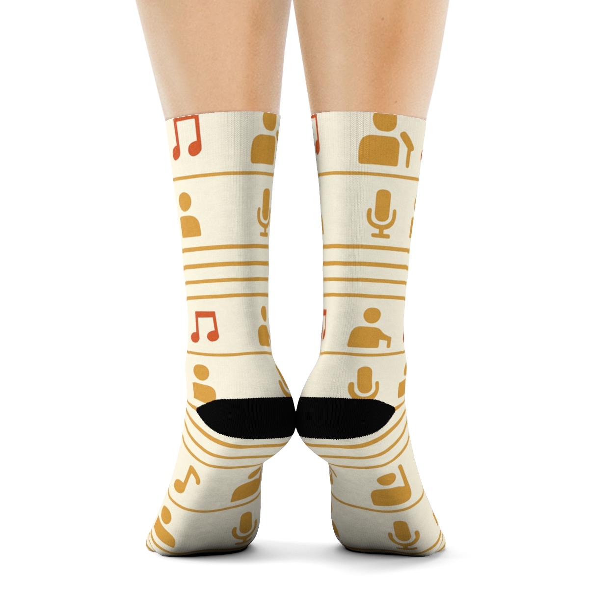 Piano Key Bands With Musician Motifs trendy patterned crew socks