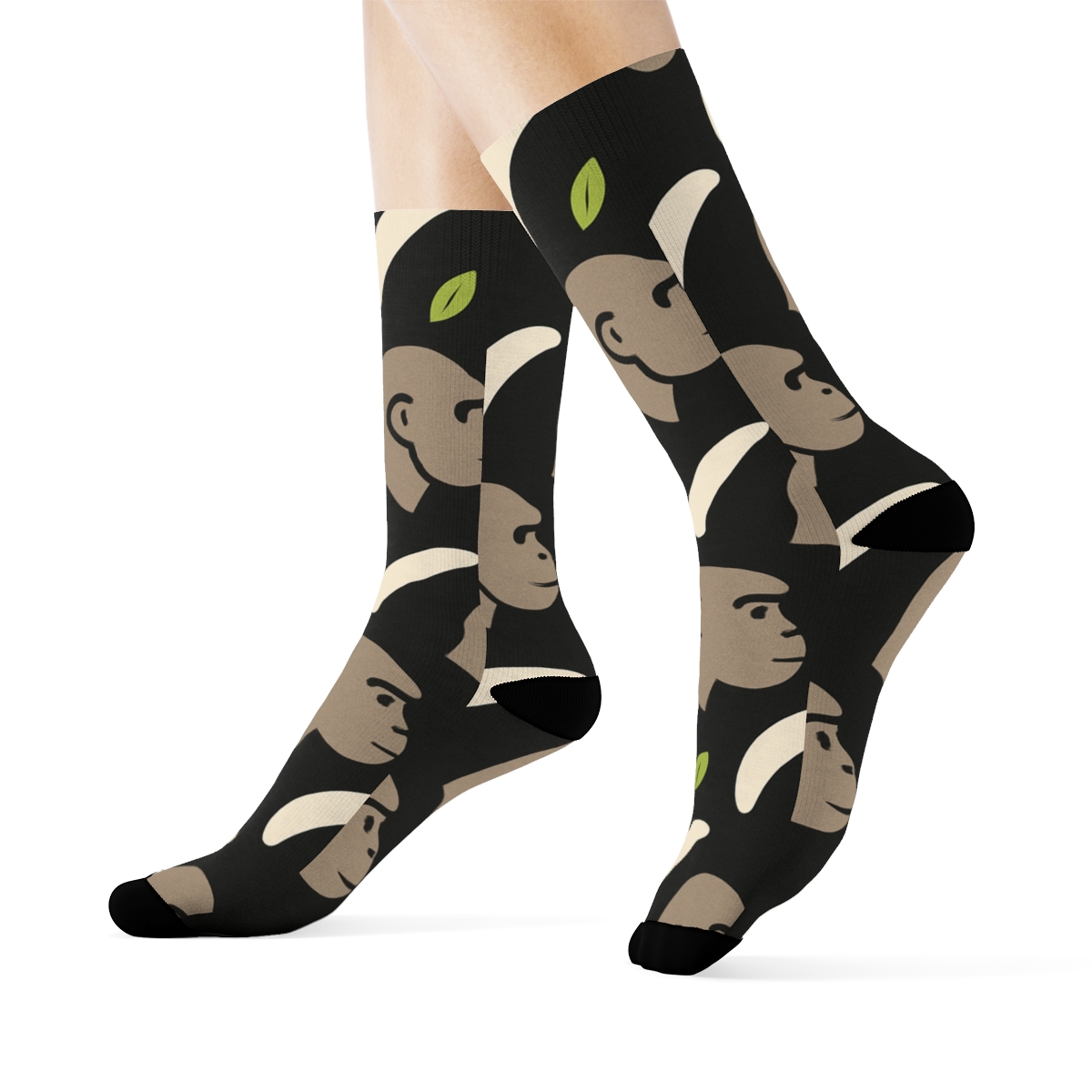 Banana Ring Orbit With Jungle Ape Rhythm unique graphic crew socks