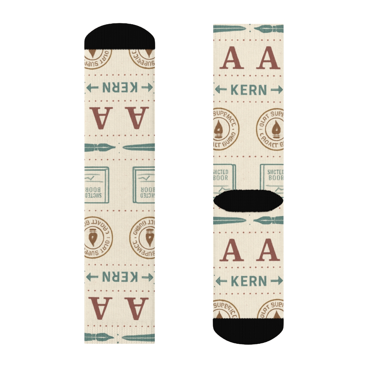 Vintage Naturalist Poster Look Pattern Bands With Design Tools For Graphic Designer personalized crew socks
