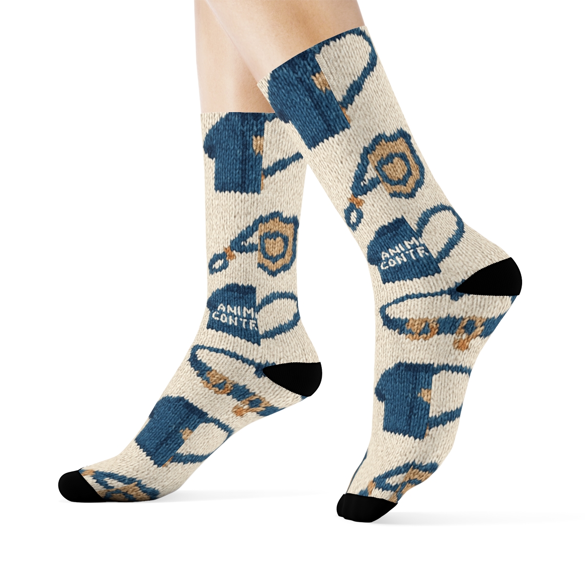 Knitted Patchwork Animal Control Officer Repeat personalized crew socks