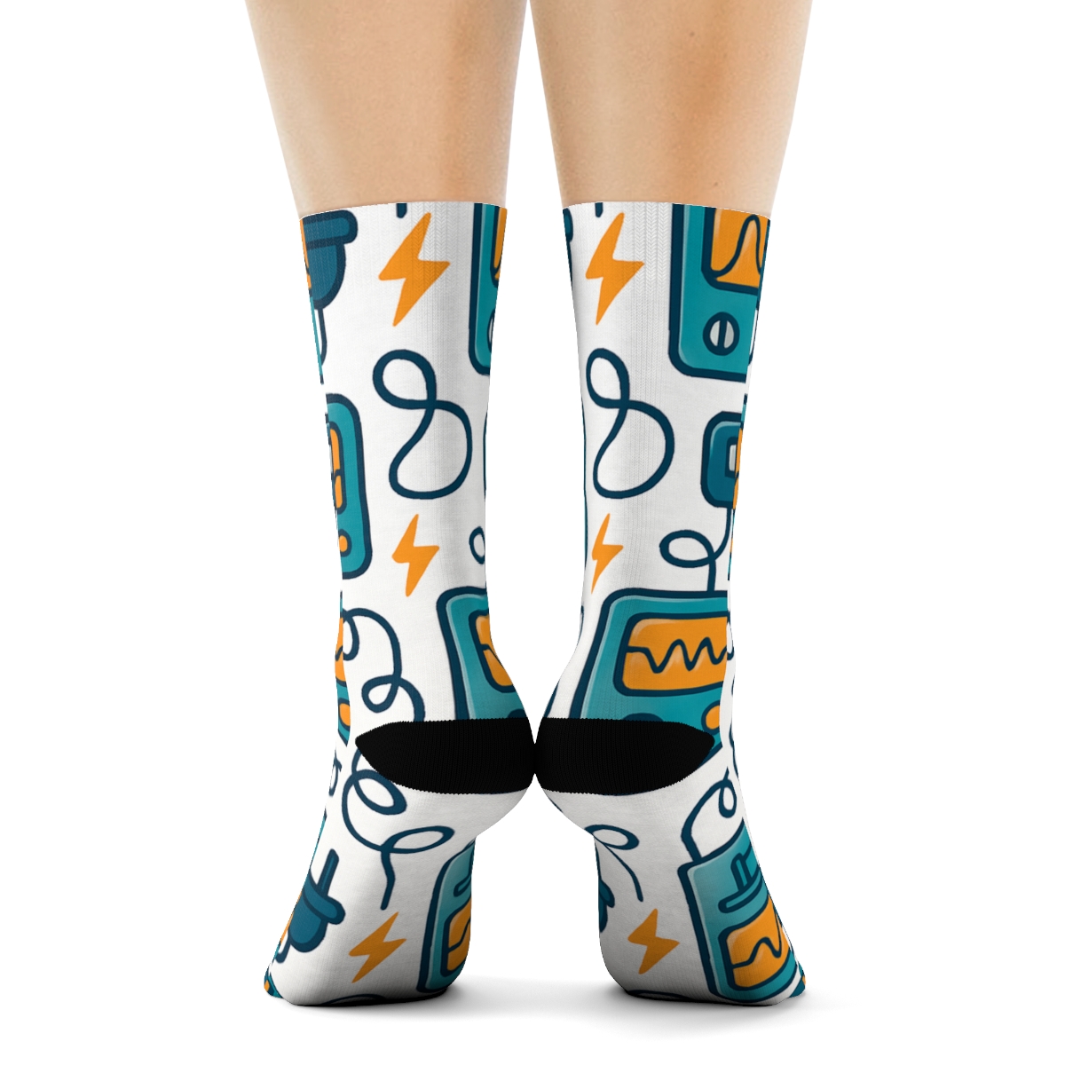 Voltage Meter Grid With Electrician Tools custom crew socks