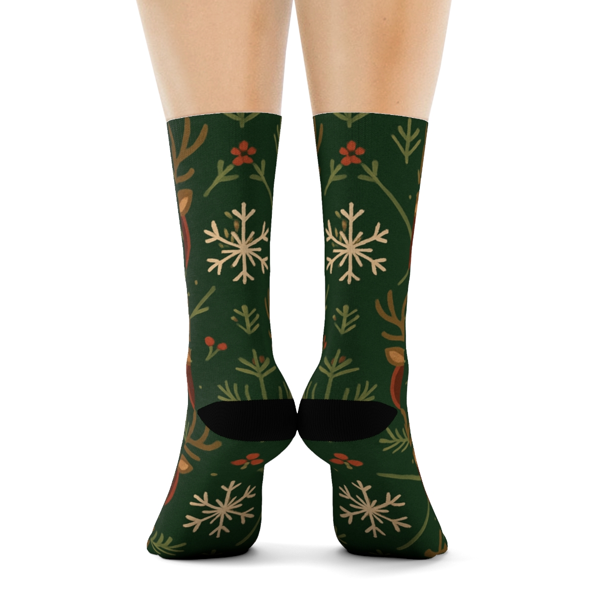 Scandinavian Folk Reindeer Lattice stylish athletic crew socks