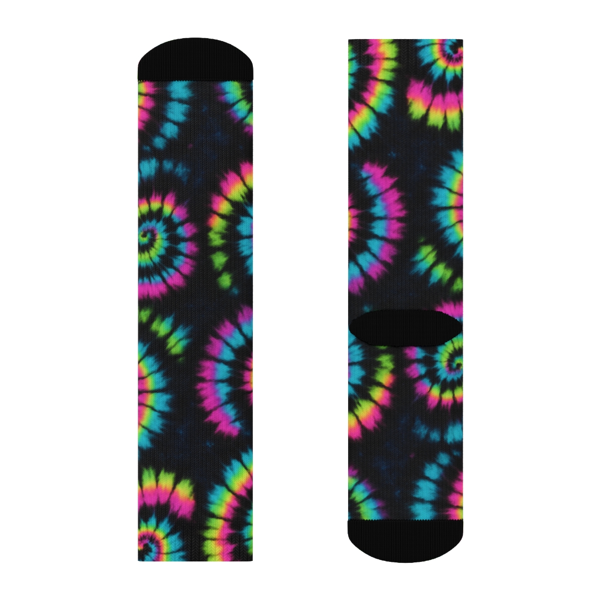 Neon Spiral Whorl Tile Grid On Black Background comfortable cotton crew socks