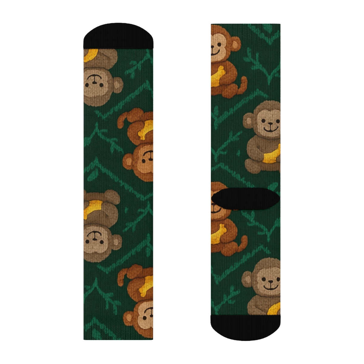 Jungle Toy Chevron in Monkey Style Crew Socks