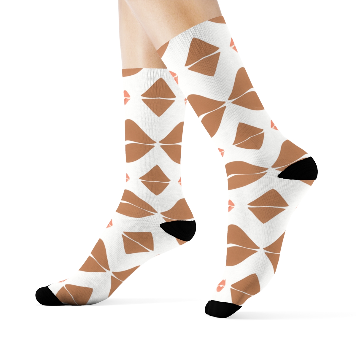 Mirrored Pout Tiles, Kiss Mark-Grade Pop Art comfortable cotton crew socks