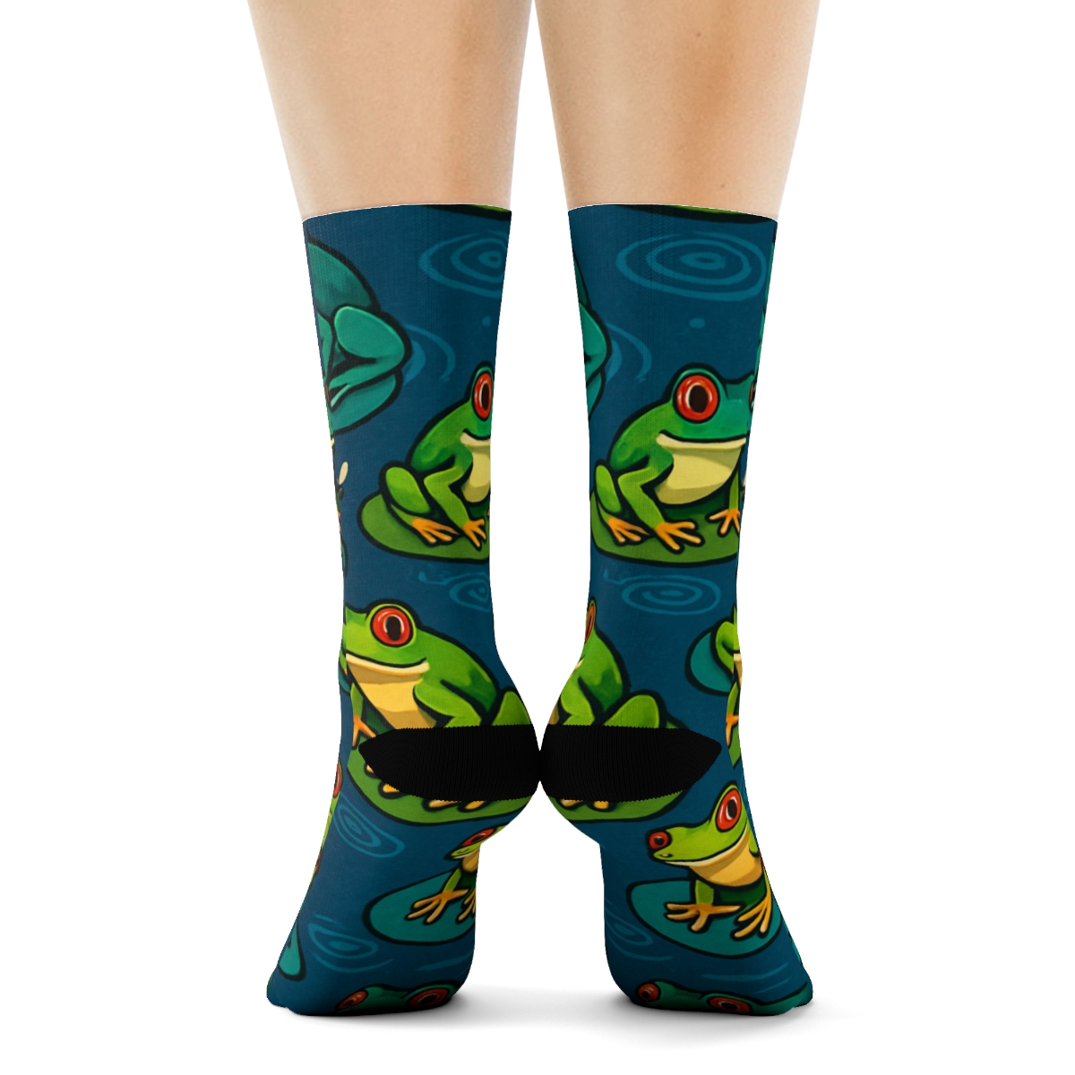 Lily Pad Lattice With Frog Charms custom crew socks