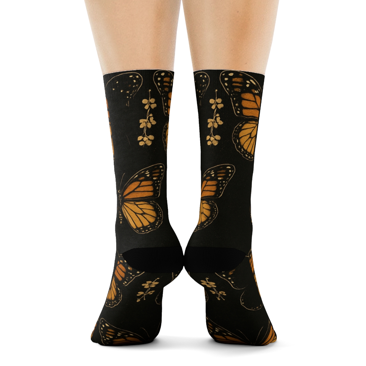 Chrysalis Garland Border On Night Garden Black comfortable cotton crew socks