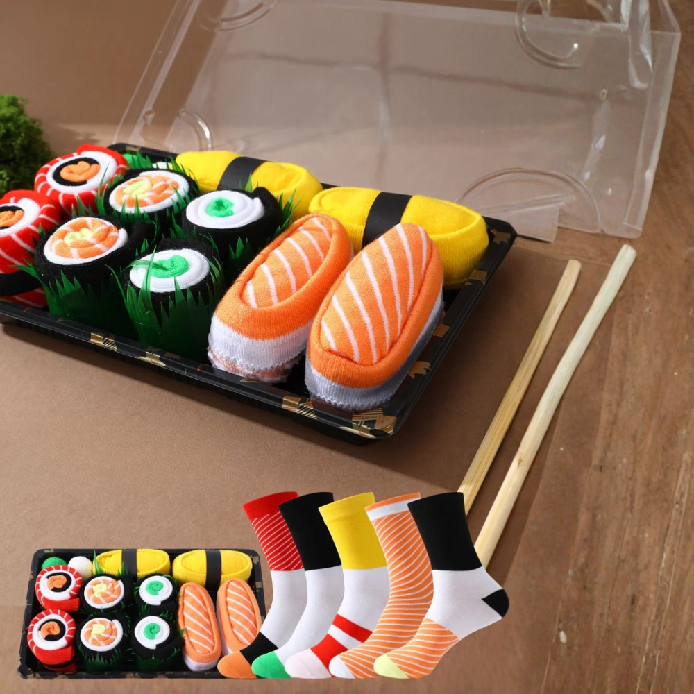 Pack Of 5 Sushi Pattern Crew Socks