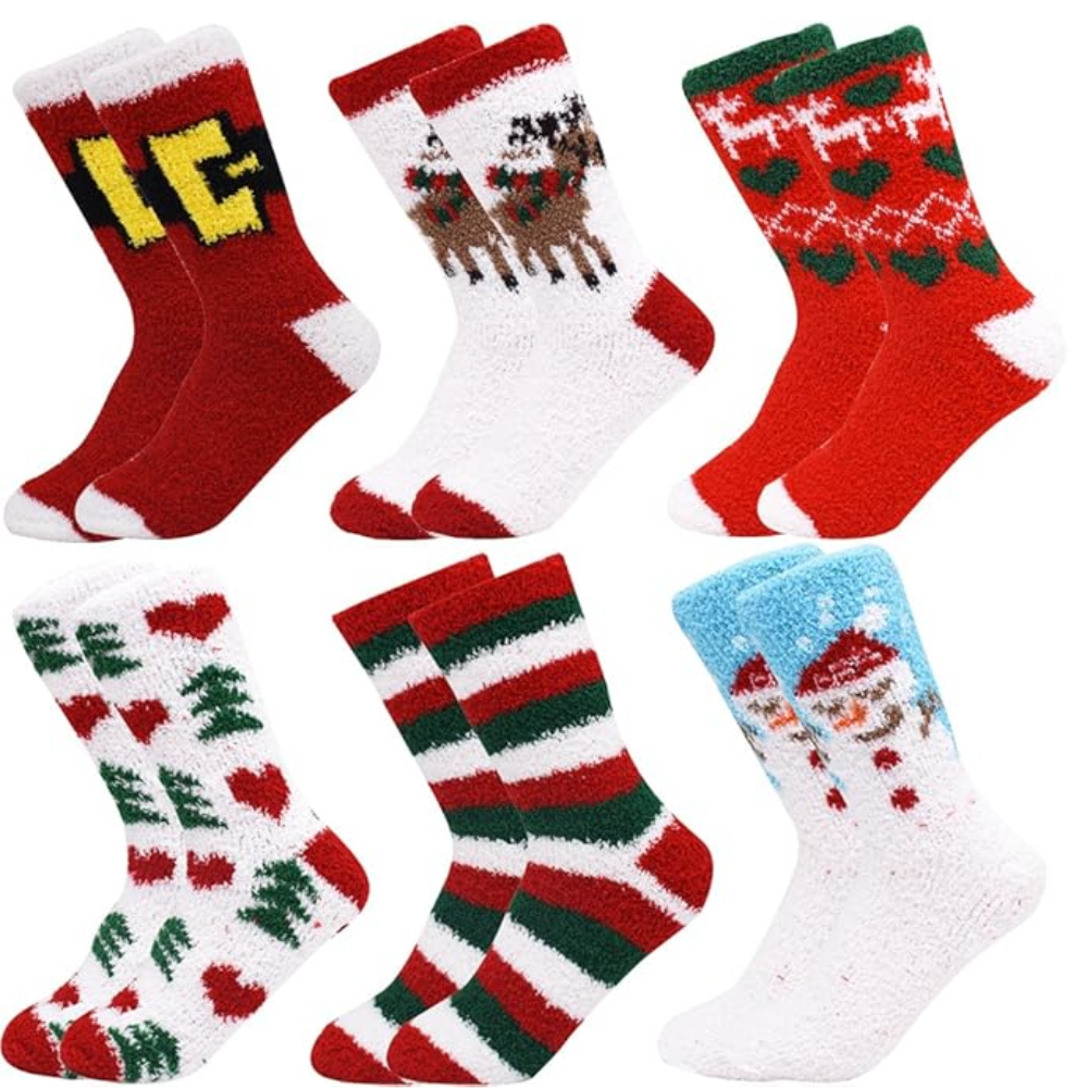 Christmas Fuzzy Socks Holiday Theme Set