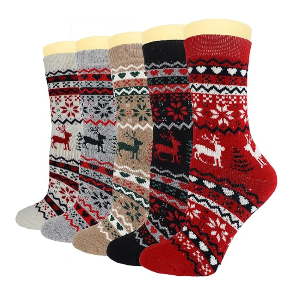 Geometric Knit Crew Pattern Blend Socks