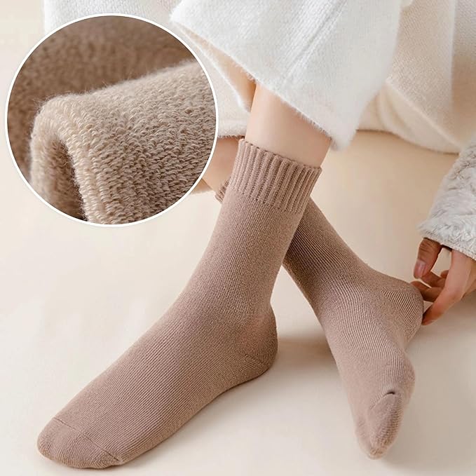 6 Pairs Of Warm Plush Terry Socks For Women